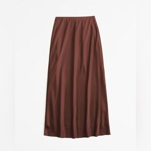 NWT Abercrombie & Fitch Mid Rise Satin Maxi Skirt | Brown | XXXL